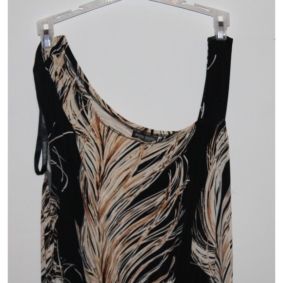 Bisou Bisou Dress Feather Design One Shoulder fit Size1X Belt by Michele Bohbot - Picture 6 of 6